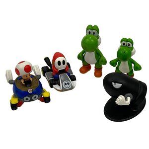 Nintendo Super Mario Figure Lot of 5 - Bullet Bill Yoshi Shy Guy Toad Kart